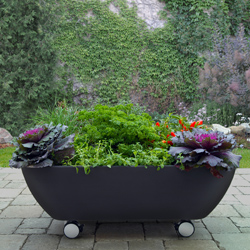 mobile container garden planter on wheels for balcony, deck, or patio